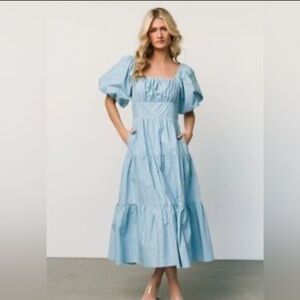 Baltic Born Elegant Cindy Blue Puff Sleeve Dress